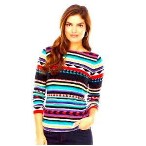 Chaps Lightweight Cotton Bold‎ Aztec  Printed Sweater Pullover Size Medium